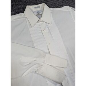 Vintage After Six Tuxedo Shirt Mens 16.5 36 White French Cuff Poplin Wedding 70s